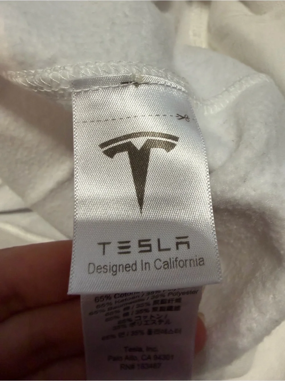 Tesla Men’s Cream White Quarter Zip Pullover Sweater Embroidered Logo Size M